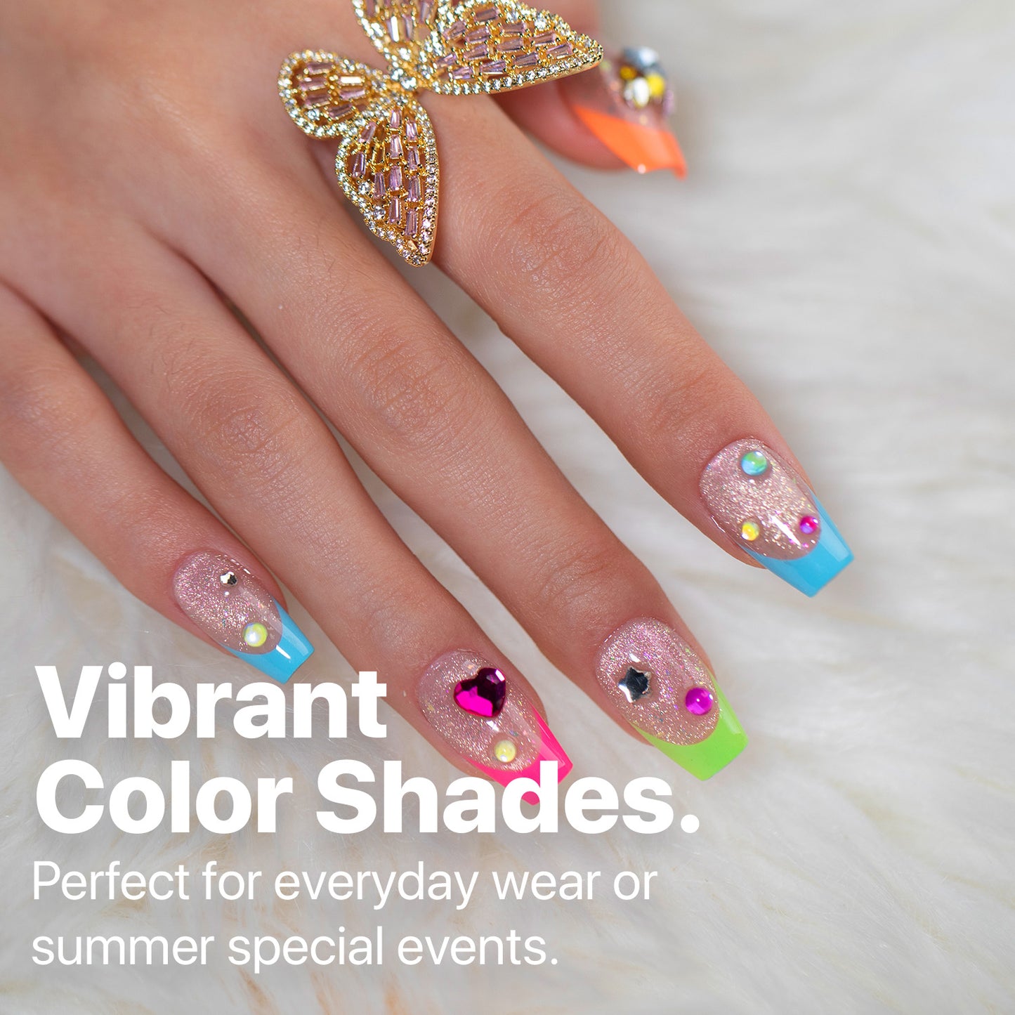 SXC Cosmetics X-Pro Tips French Tip Press On Nails - Bright Pastel Glow in the Dark Series (GLOW119KIT-S Coffin)