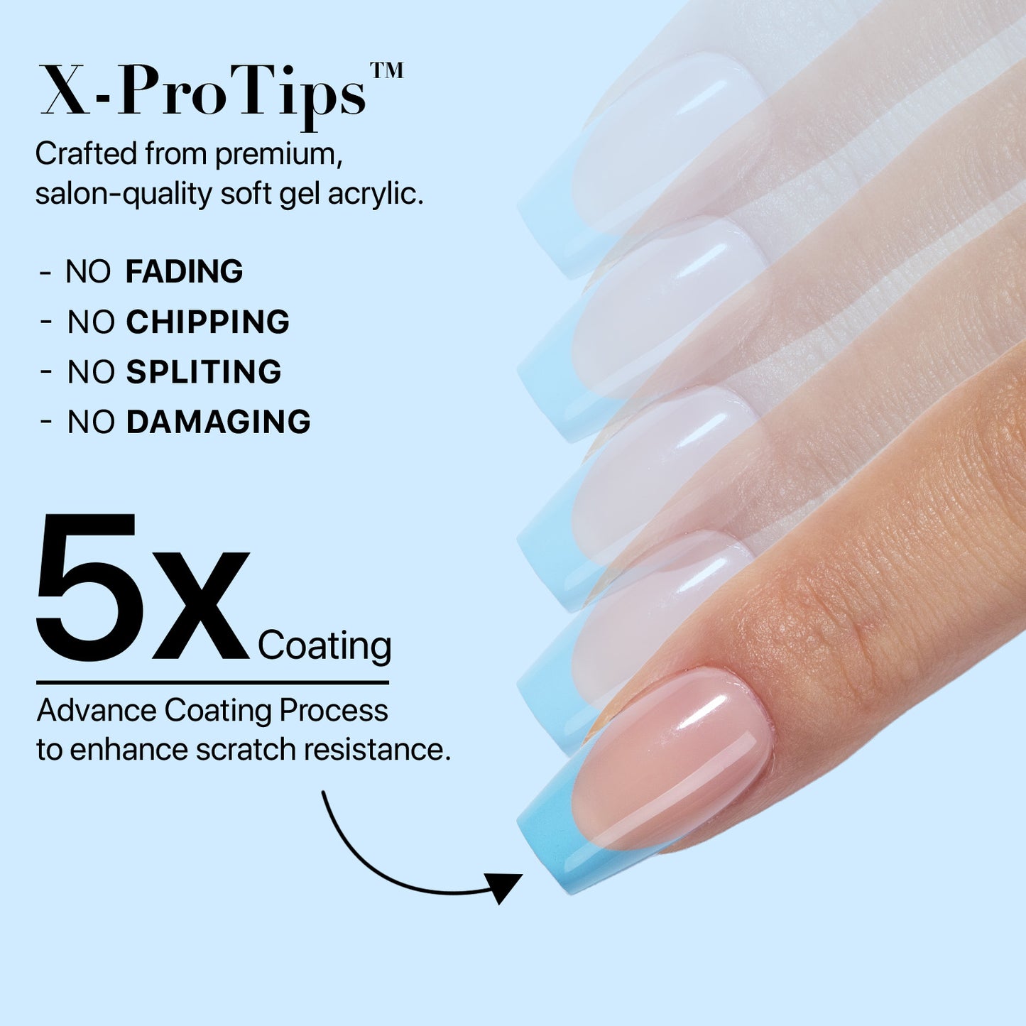 SXC Cosmetics X-Pro Tips French Tip Press On Nails - Bright Pastel Glow in the Dark Series (GLOW119KIT-S Coffin)