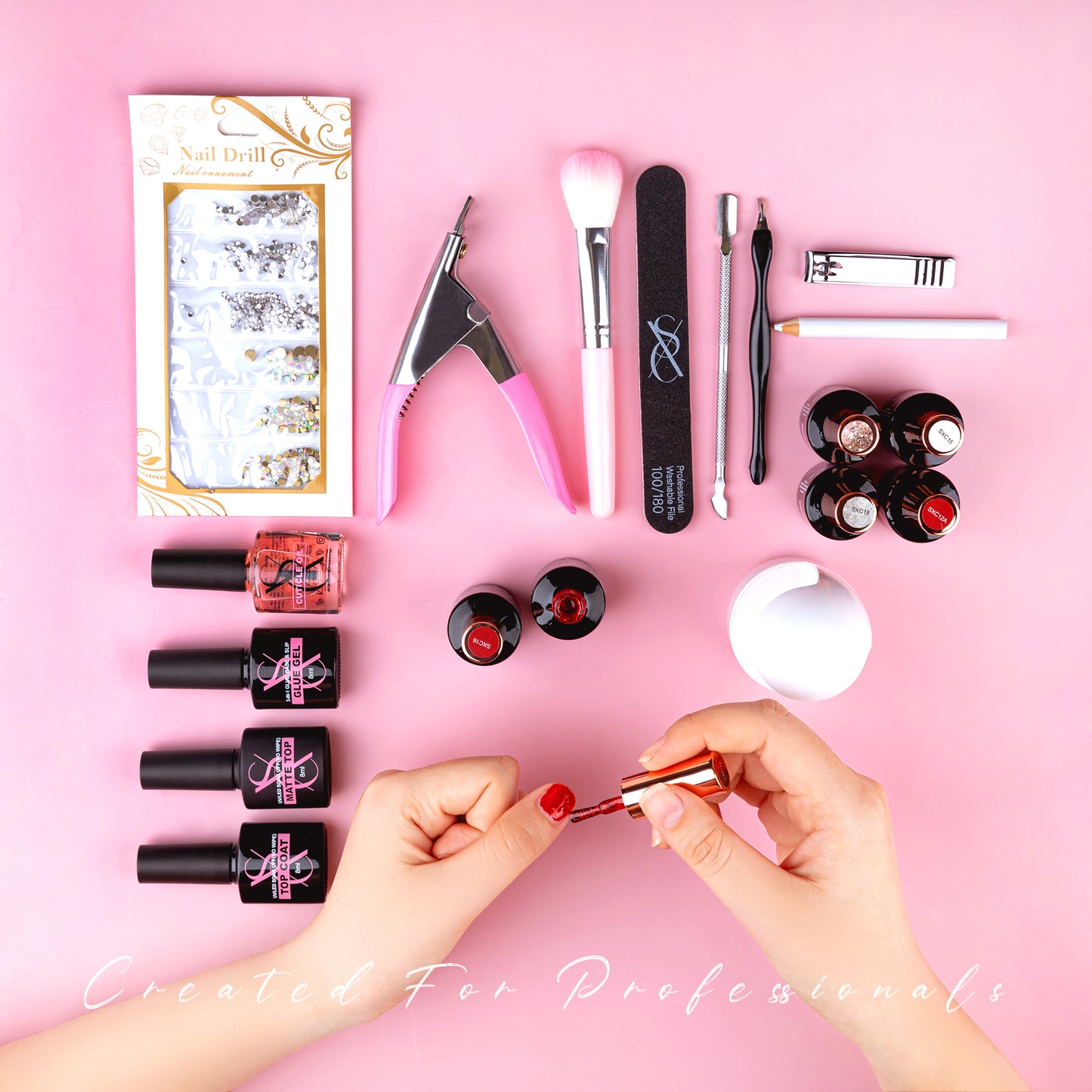 SXC Cosmetics Gel X Nail Polish Kit Red Series 2