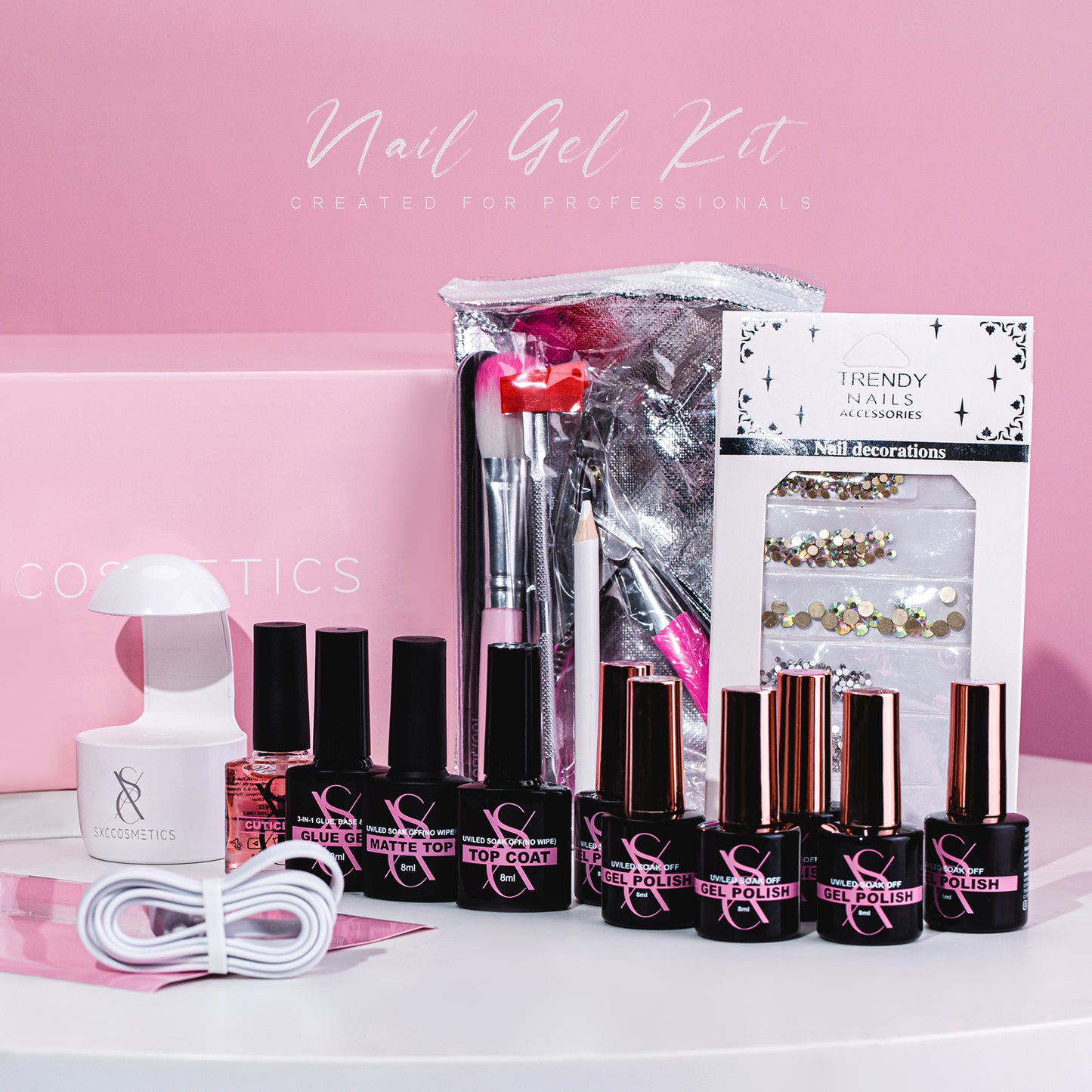 SXC Cosmetics Gel X Nail Polish Kit Red Series 2