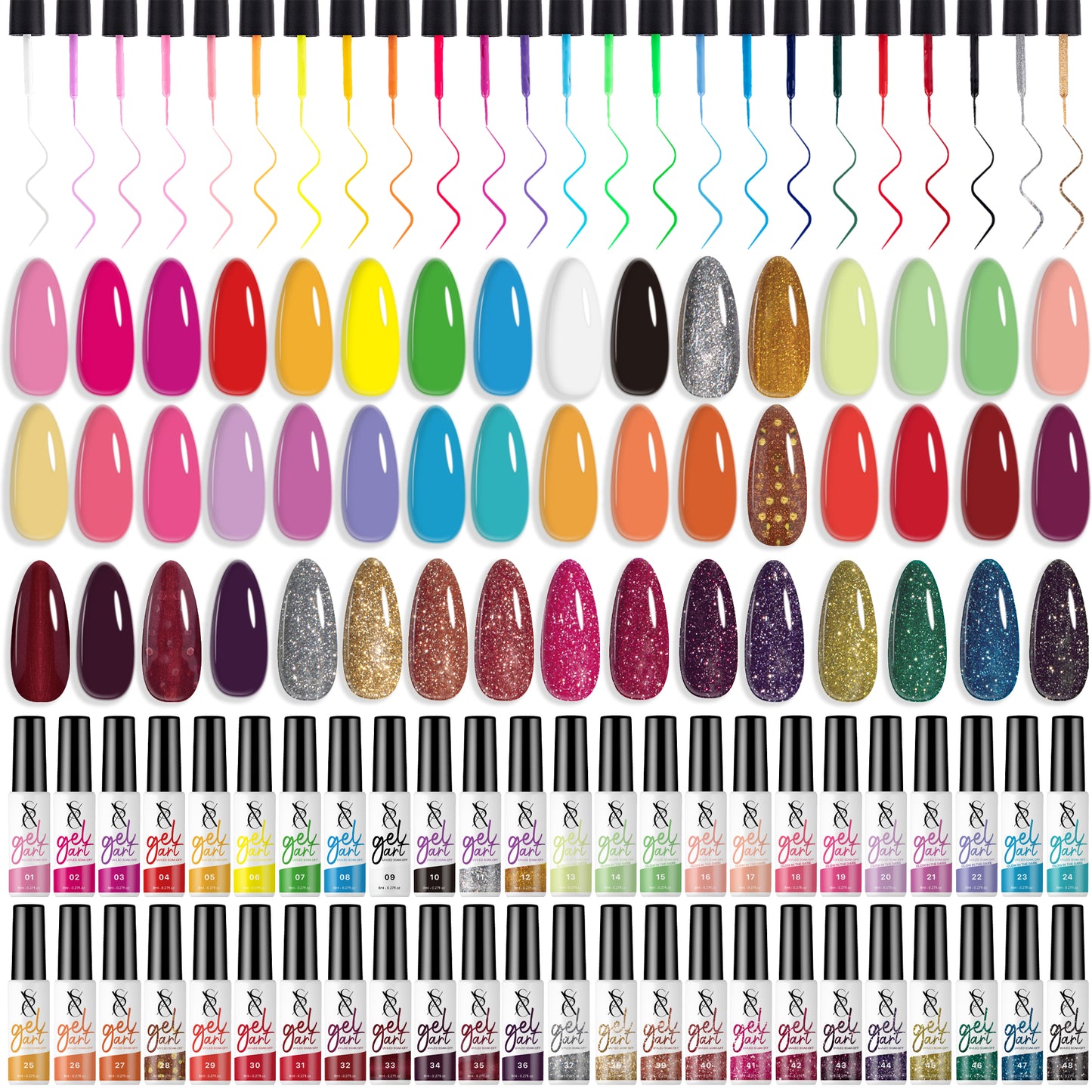 SXC Cosmetics 48 Colors Nail Art Gel Liners Max Series