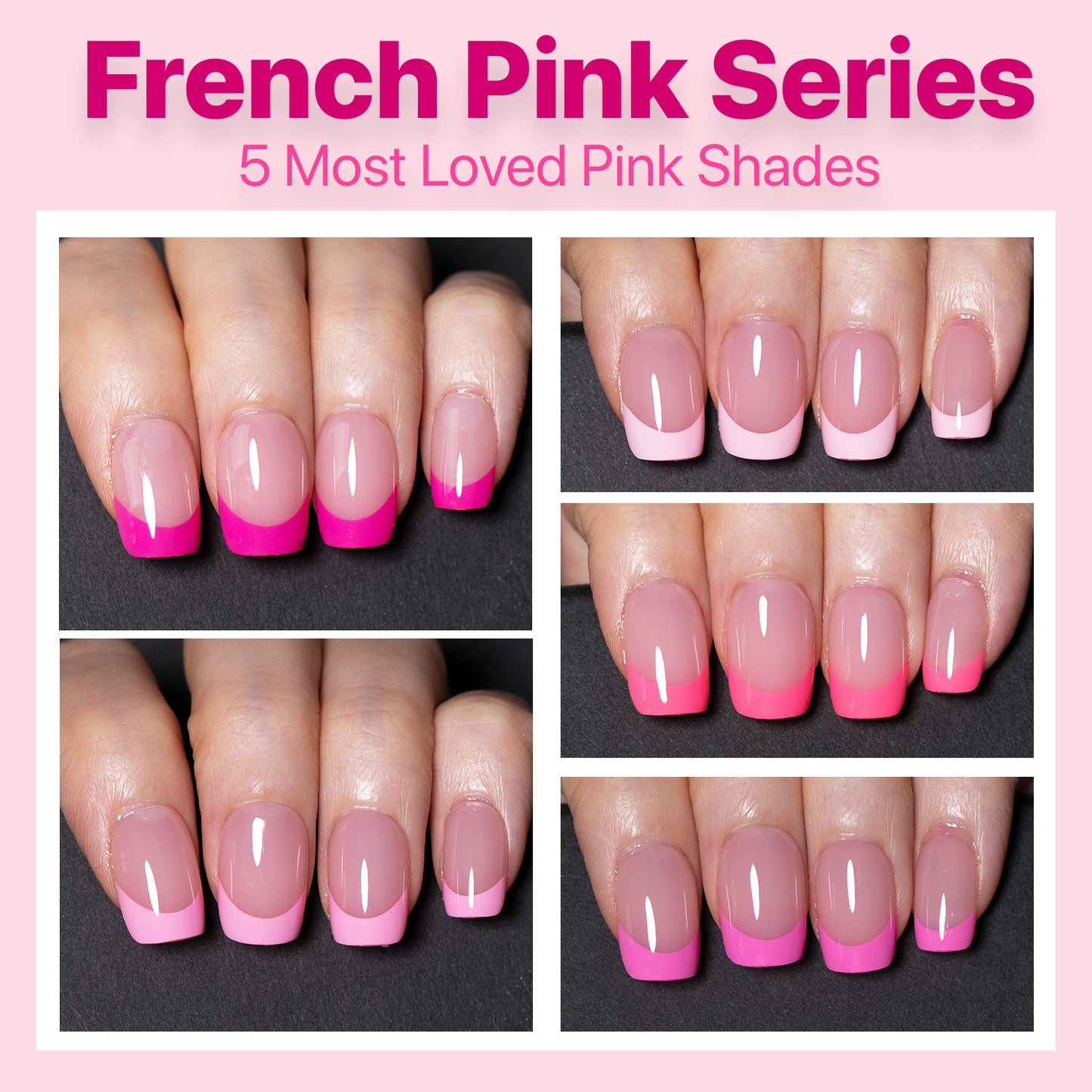 SXC Cosmetics X-Pro Tips French Tip Press on Nails – French Pink Edition, XS Square Starter Kit