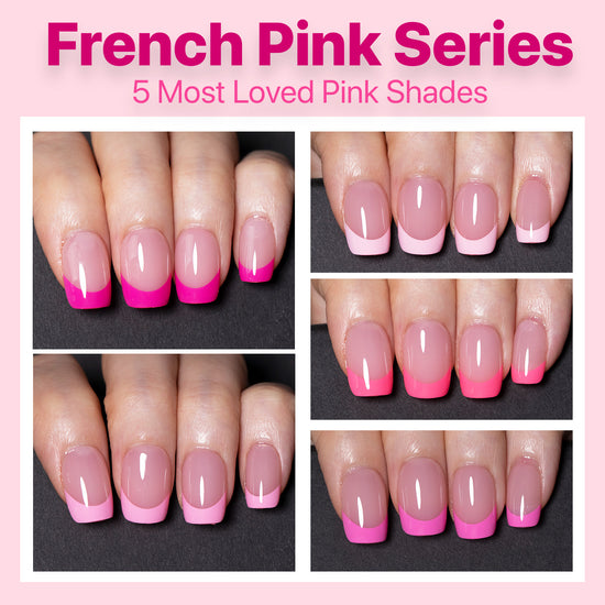 SXC Cosmetics X-Pro Tips French Tip Press on Nails – French Pink Edition, XS Square Starter Kit