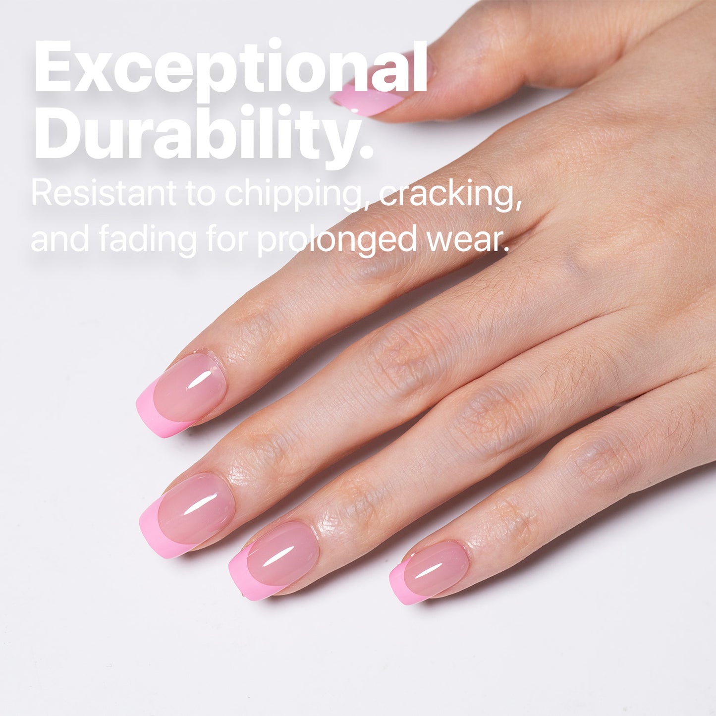 SXC Cosmetics X-Pro Tips French Tip Press on Nails – French Pink Edition, XS Square Starter Kit