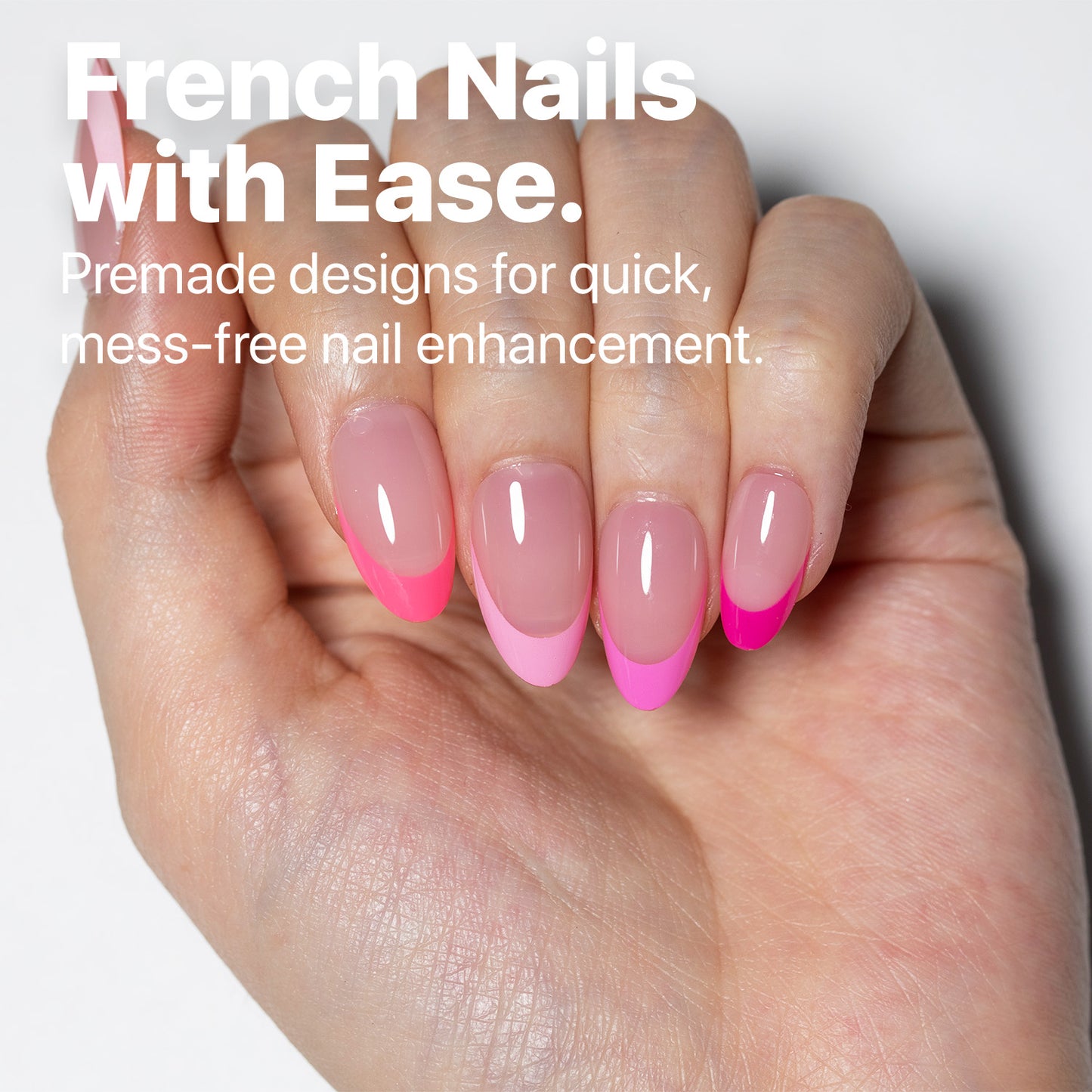 SXC Cosmetics X-Pro Tips French Tip Press on Nails – French Pink Edition, Short Almond Starter Kit