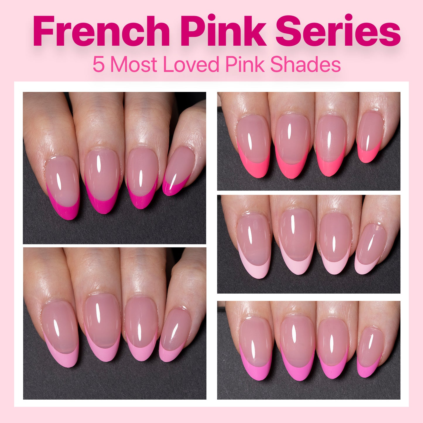 SXC Cosmetics X-Pro Tips French Tip Press on Nails – French Pink Edition, Short Almond Starter Kit