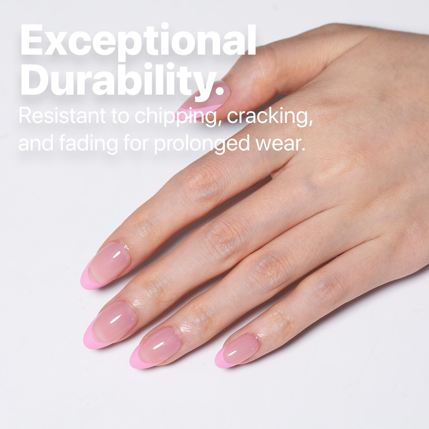 SXC Cosmetics X-Pro Tips French Tip Press on Nails – French Pink Edition, Short Almond Starter Kit