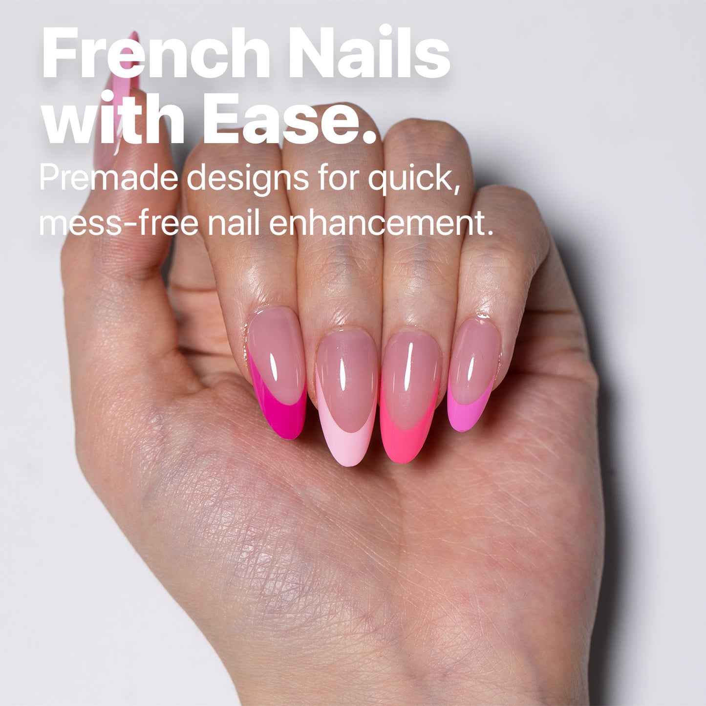 SXC Cosmetics X-Pro Tips French Tip Press on Nails – French Pink Edition, Medium Almond Starter Kit