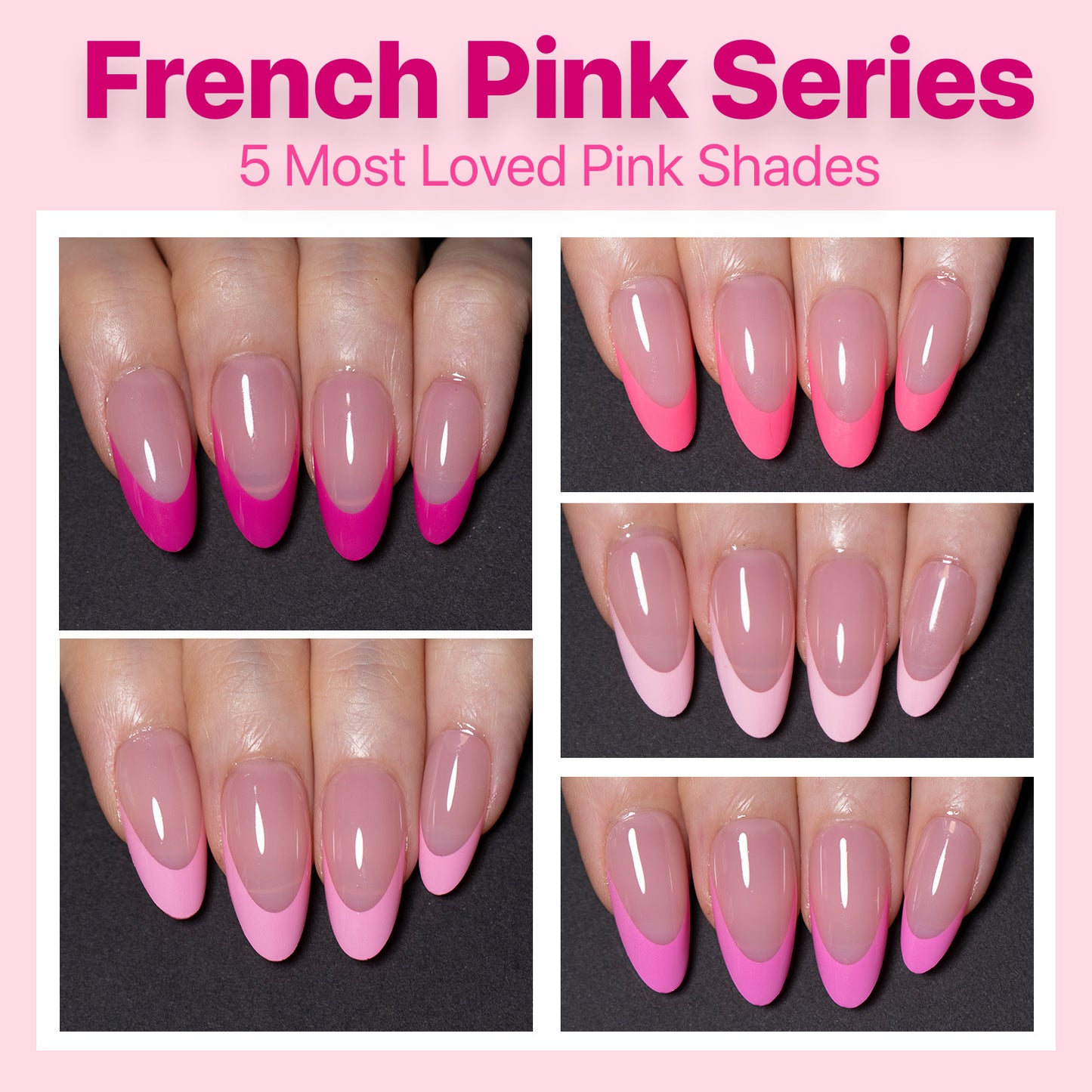 SXC Cosmetics X-Pro Tips French Tip Press on Nails – French Pink Edition, Medium Almond Starter Kit