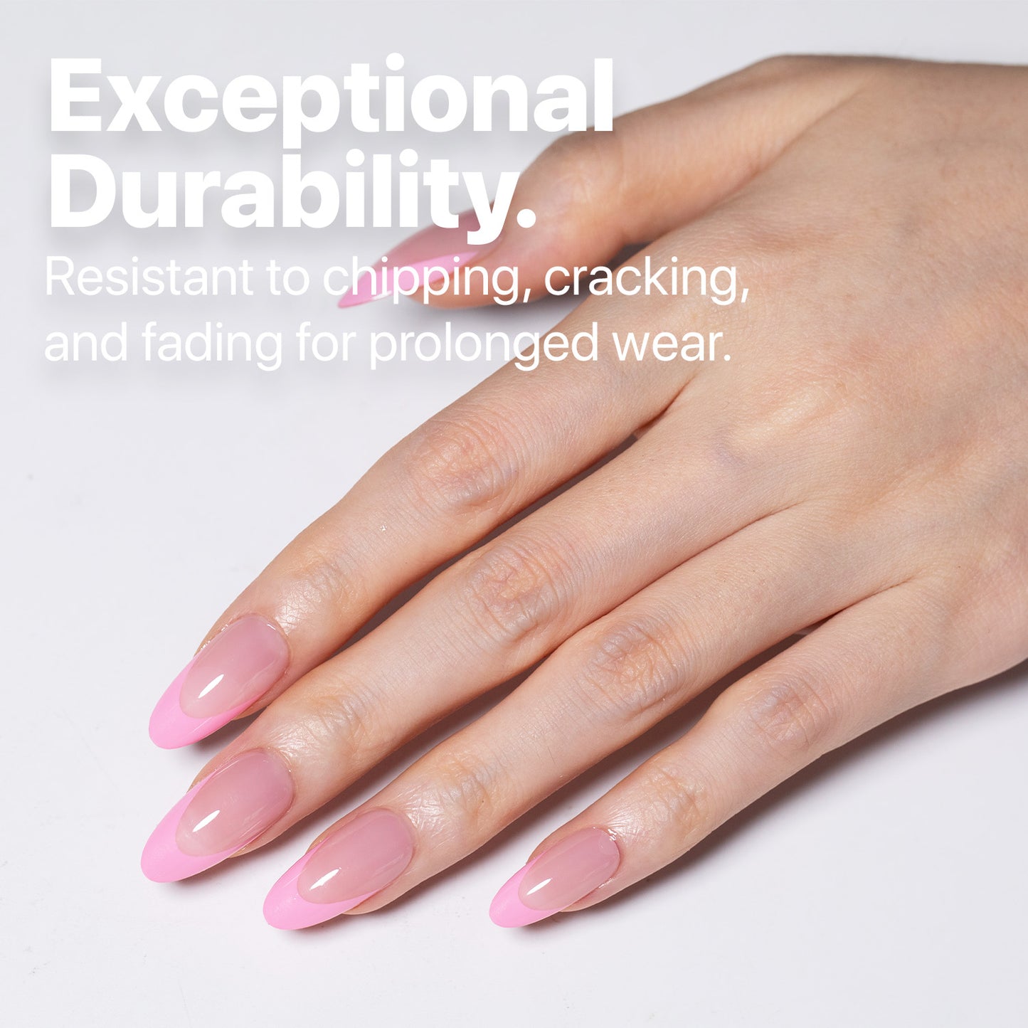 SXC Cosmetics X-Pro Tips French Tip Press on Nails – French Pink Edition, Medium Almond Starter Kit