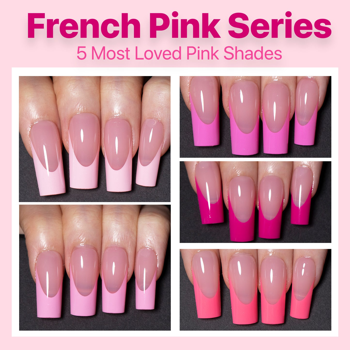SXC Cosmetics X-Pro Tips French Tip Press on Nails – French Pink Edition, Medium Square Starter Kit