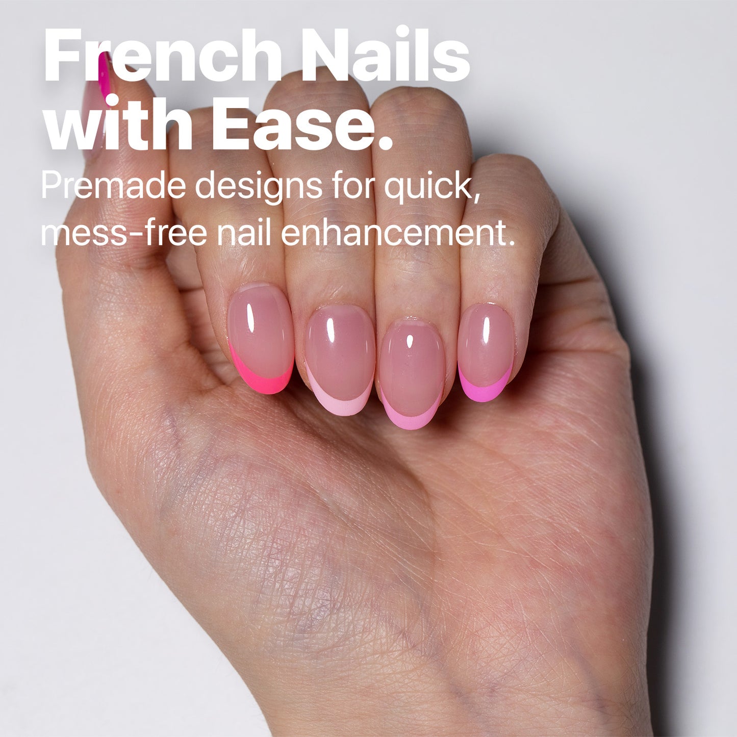 SXC Cosmetics X-Pro Tips French Tip Press on Nails – French Pink Edition, XS Almond Starter Kit