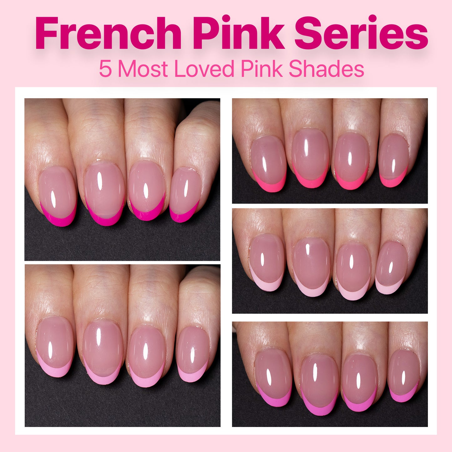 SXC Cosmetics X-Pro Tips French Tip Press on Nails – French Pink Edition, XS Almond Starter Kit