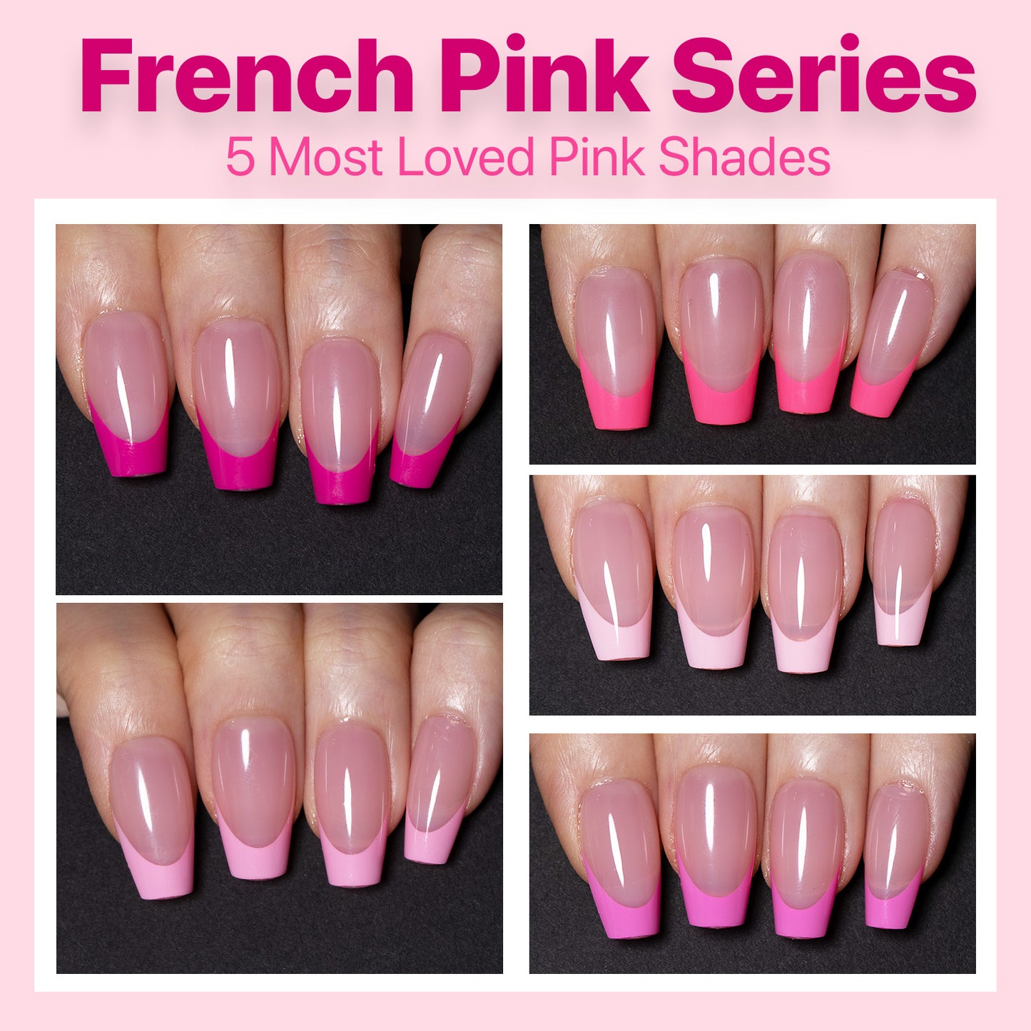 SXC Cosmetics X-Pro Tips French Tip Press on Nails – French Pink Edition, Short Coffin Starter Kit