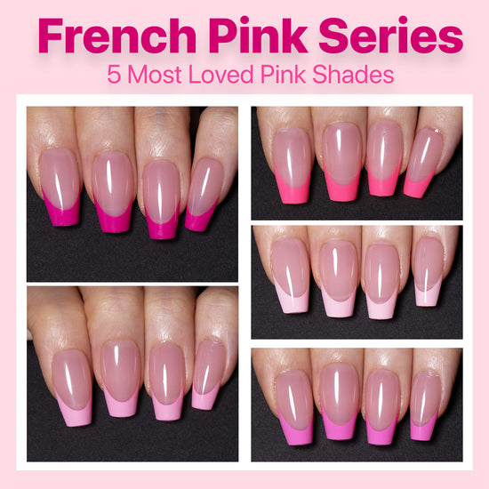 SXC Cosmetics X-Pro Tips French Tip Press on Nails – French Pink Edition, Short Coffin Starter Kit