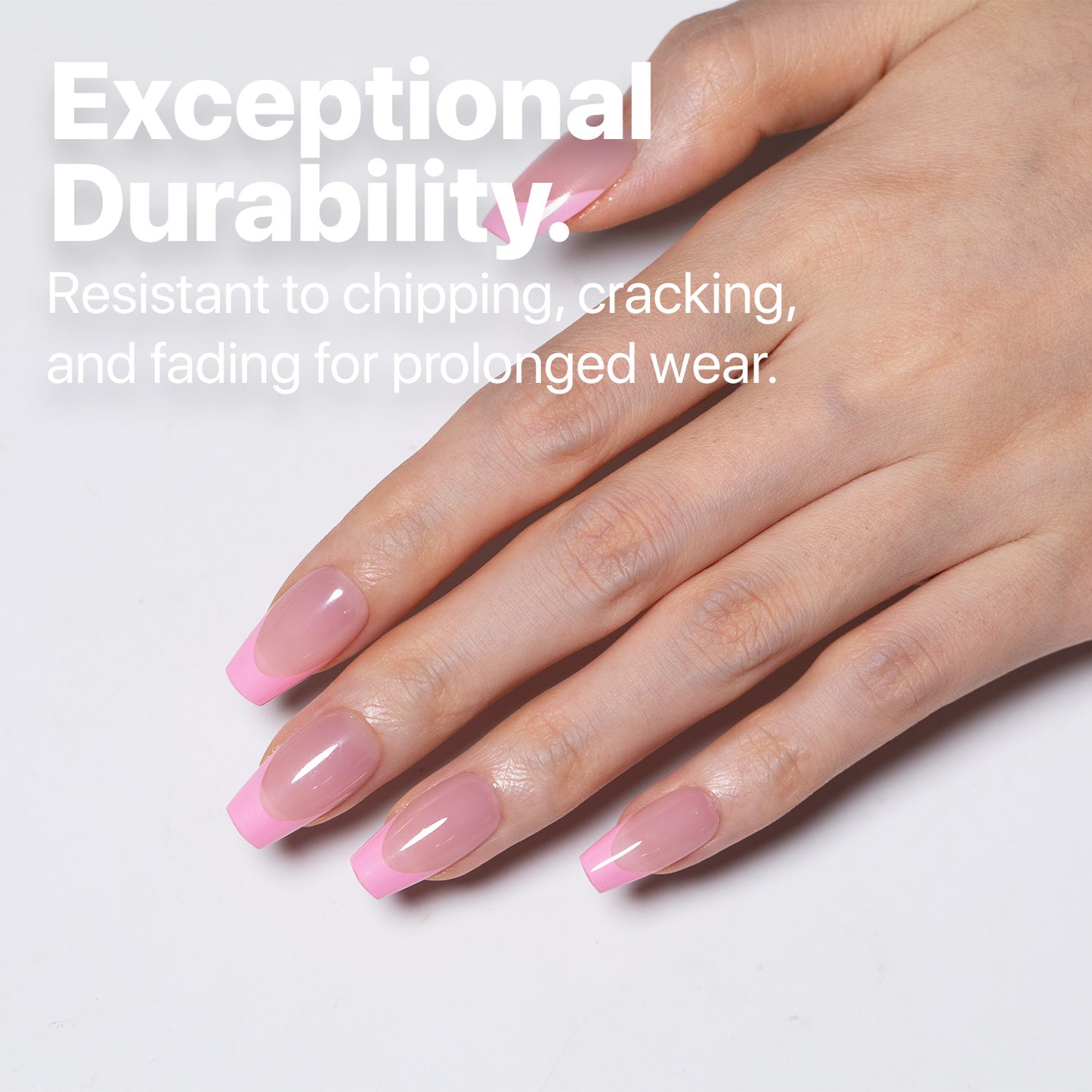 SXC Cosmetics X-Pro Tips French Tip Press on Nails – French Pink Edition, Short Coffin Starter Kit