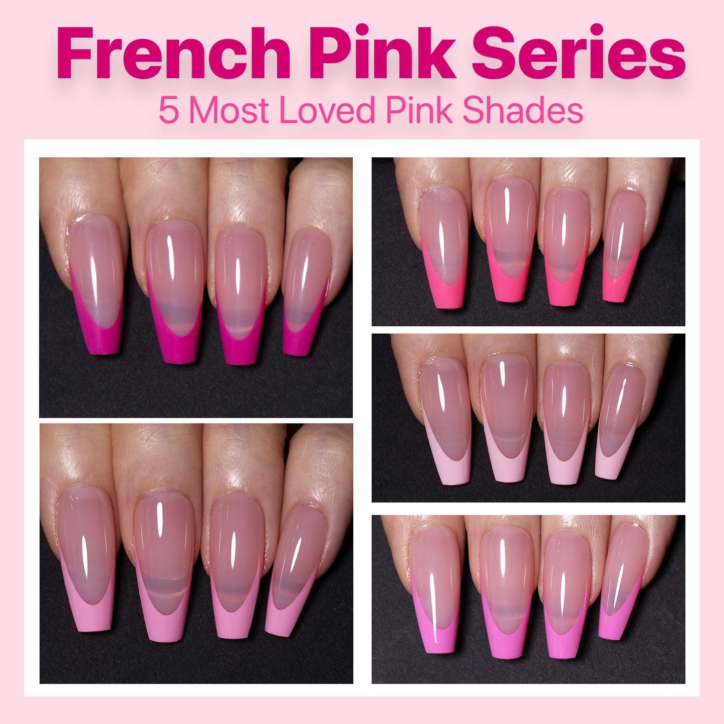 SXC Cosmetics X-Pro Tips French Tip Press on Nails – French Pink Edition, Medium Coffin Starter Kit