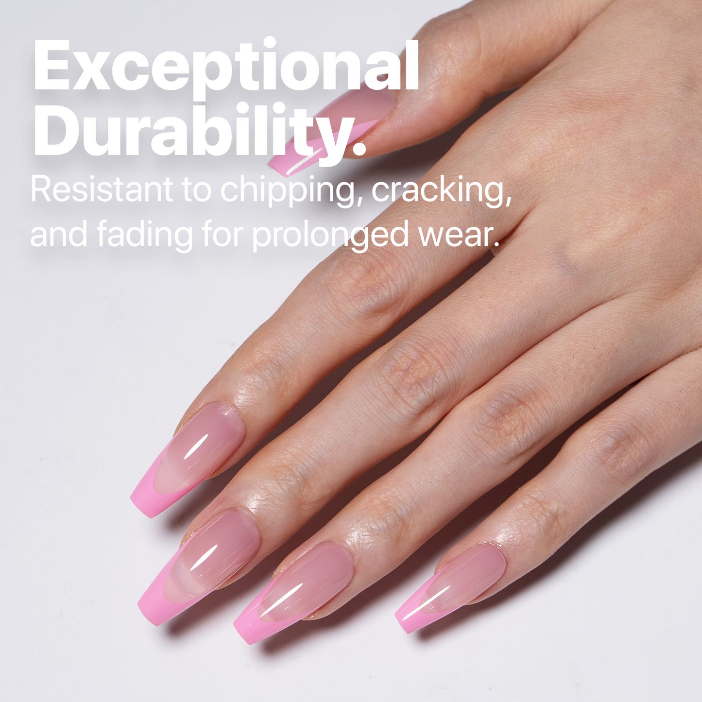 SXC Cosmetics X-Pro Tips French Tip Press on Nails – French Pink Edition, Medium Coffin Starter Kit
