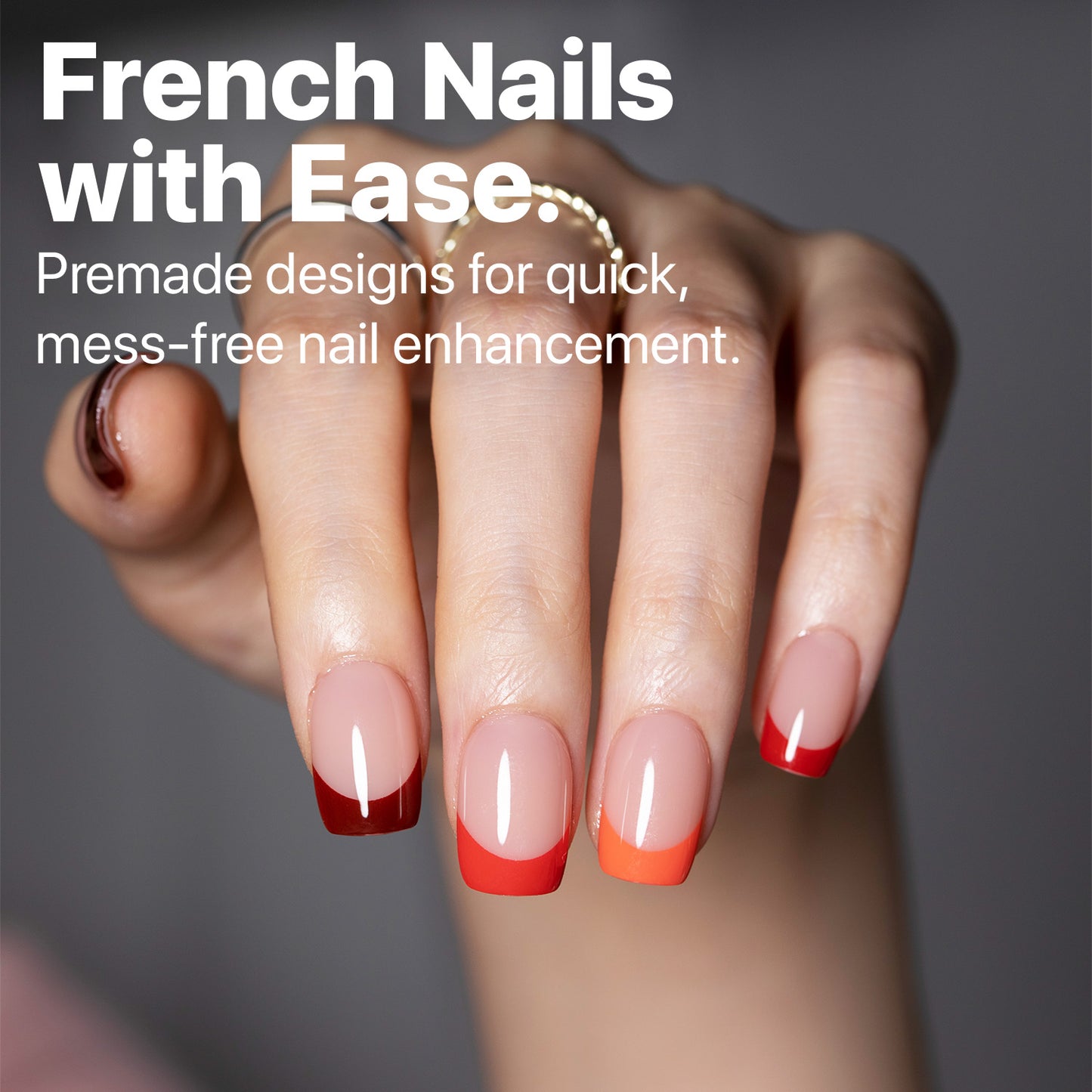 SXC Cosmetics X-Pro Tips French Tip Press on Nails – French Red Edition, XS Square Starter Kit