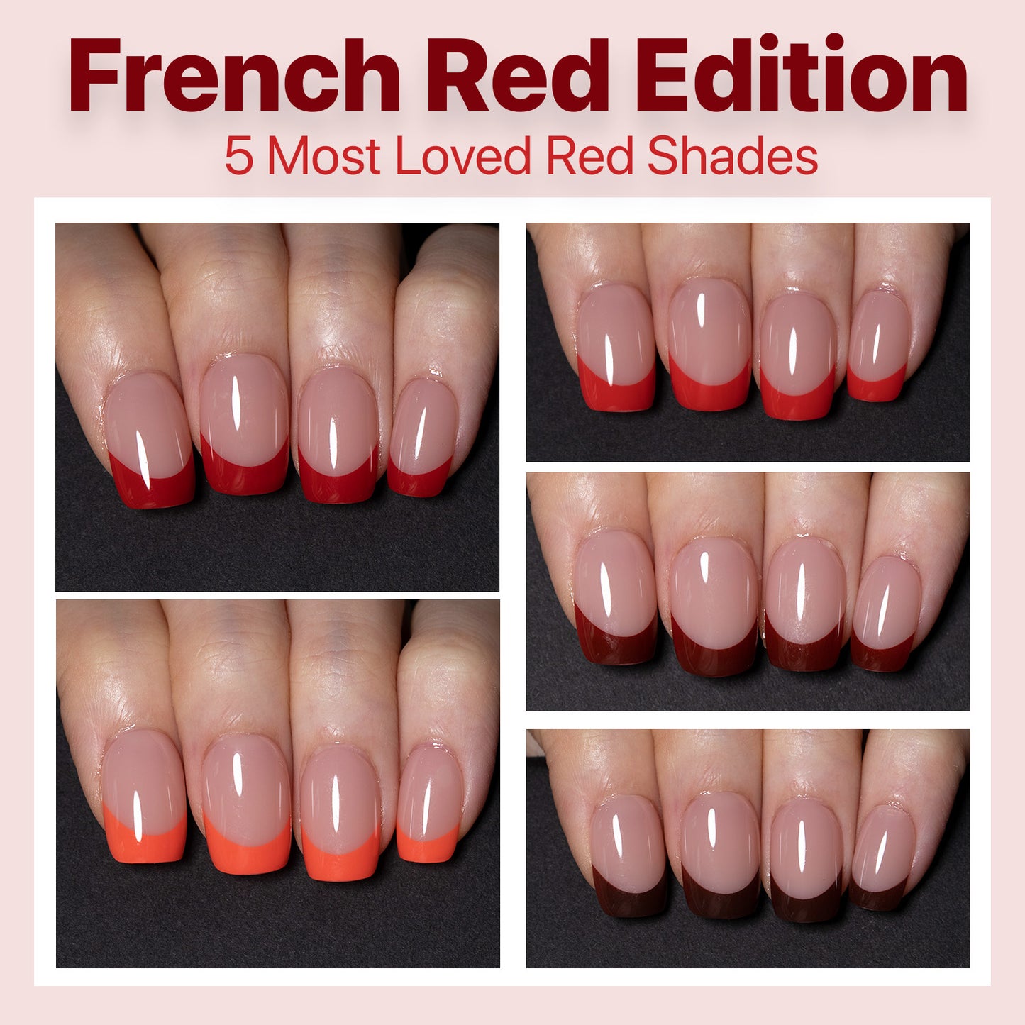 SXC Cosmetics X-Pro Tips French Tip Press on Nails – French Red Edition, XS Square Starter Kit