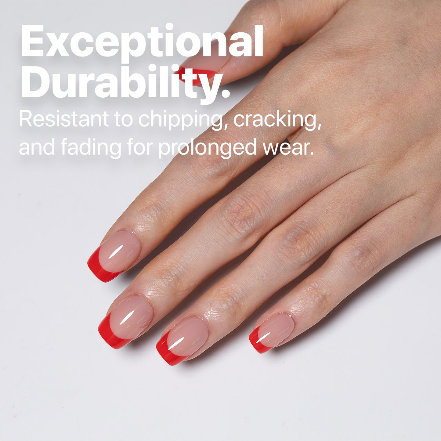 SXC Cosmetics X-Pro Tips French Tip Press on Nails – French Red Edition, XS Square Starter Kit