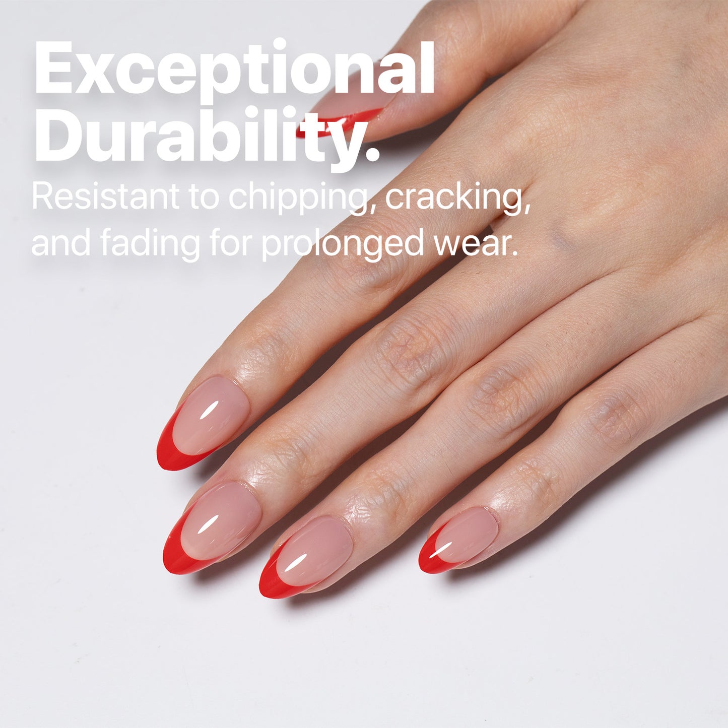 SXC Cosmetics X-Pro Tips French Tip Press on Nails – French Red Edition, Short Almond Starter Kit
