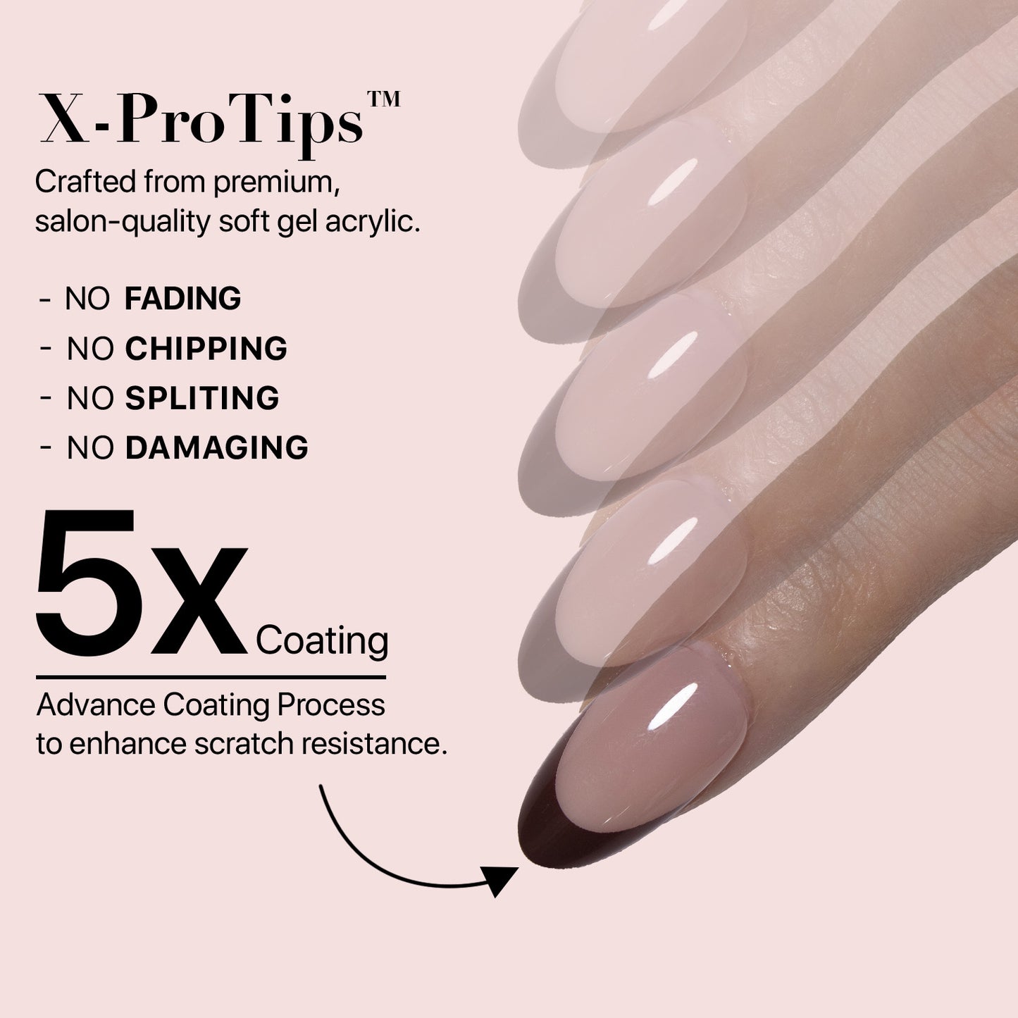 SXC Cosmetics X-Pro Tips French Tip Press on Nails – French Red Edition, Short Almond Starter Kit