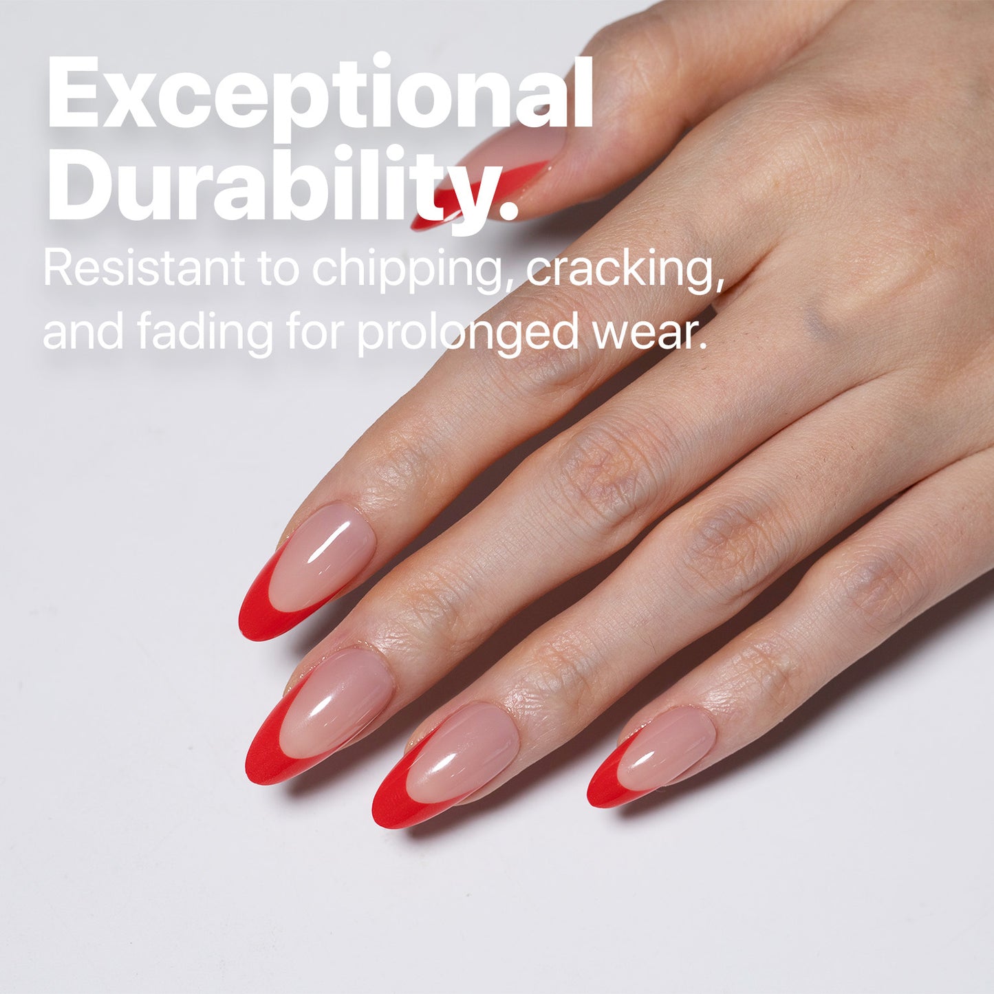 SXC Cosmetics X-Pro Tips French Tip Press on Nails – French Red Edition, Medium Almond Starter Kit