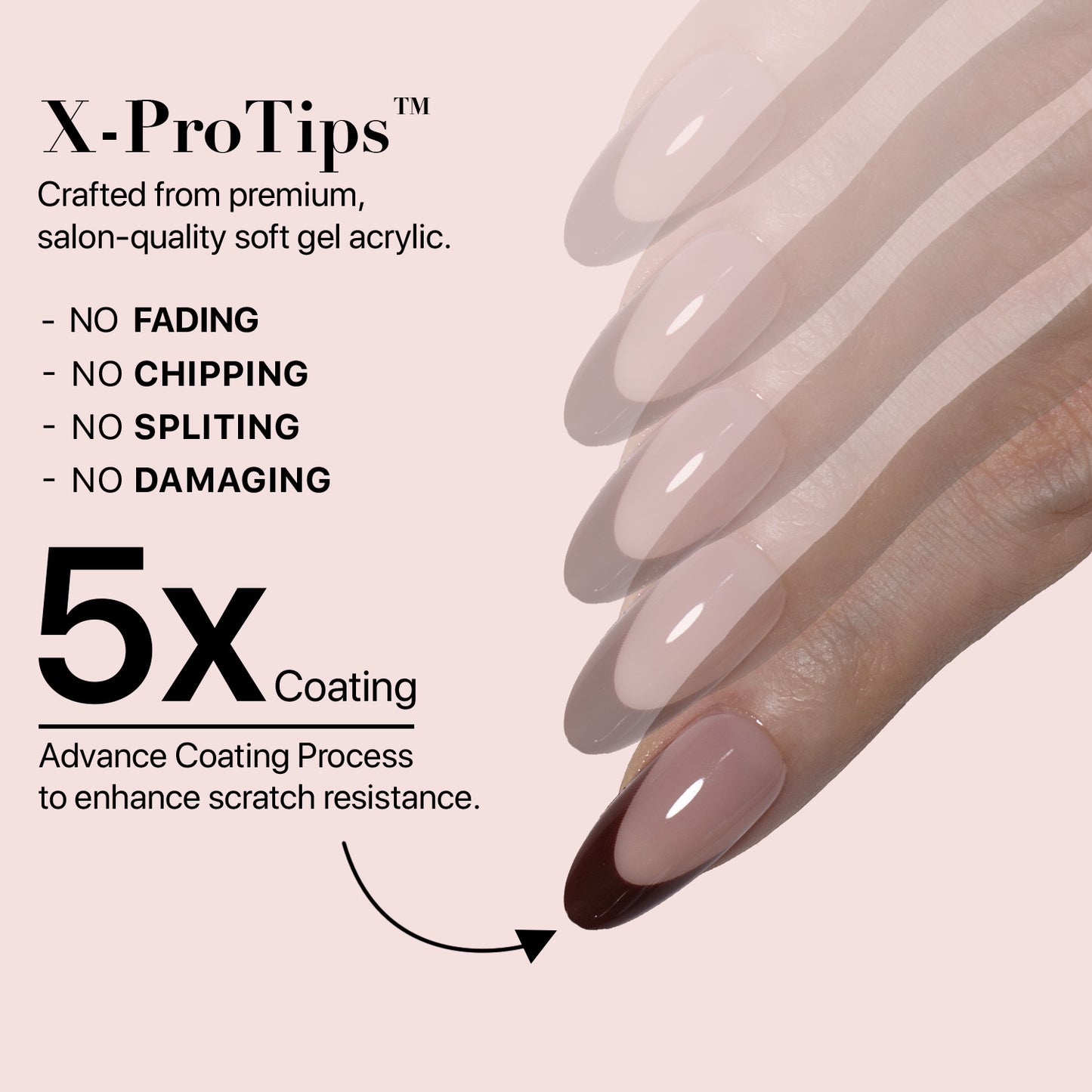 SXC Cosmetics X-Pro Tips French Tip Press on Nails – French Red Edition, Medium Almond Starter Kit