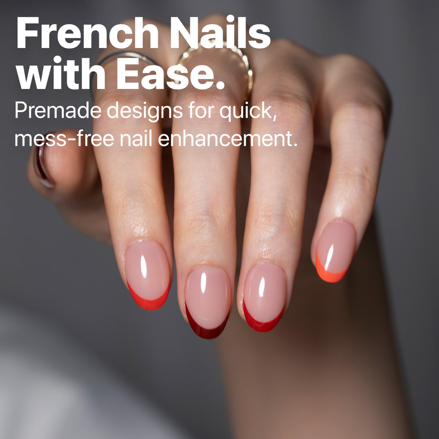 SXC Cosmetics X-Pro Tips French Tip Press on Nails – French Red Edition, XS Almond Starter Kit
