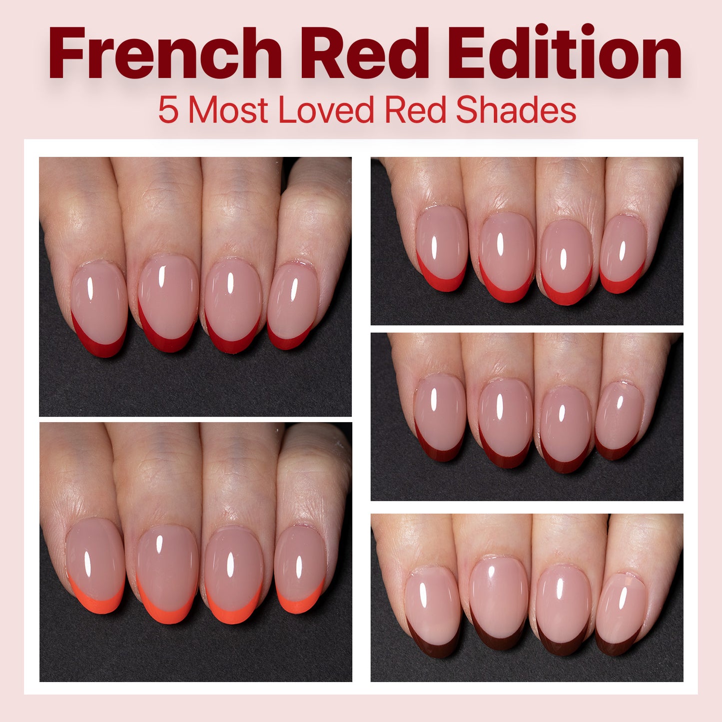 SXC Cosmetics X-Pro Tips French Tip Press on Nails – French Red Edition, XS Almond Starter Kit