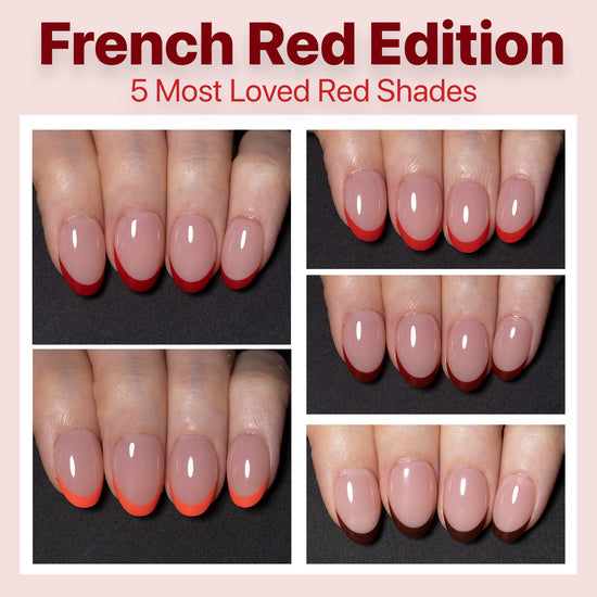 SXC Cosmetics X-Pro Tips French Tip Press on Nails – French Red Edition, XS Almond Starter Kit
