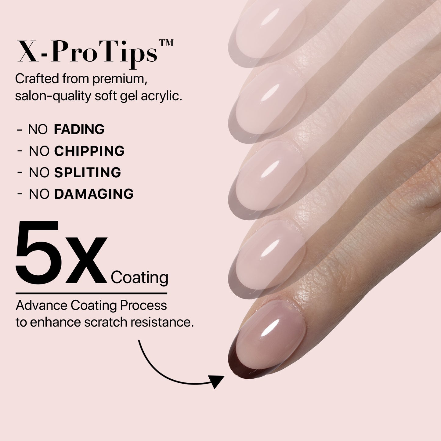 SXC Cosmetics X-Pro Tips French Tip Press on Nails – French Red Edition, XS Almond Starter Kit
