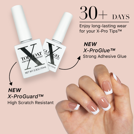 SXC Cosmetics French Tip Press On Nails Brown Series, XS Square X-Pro Tips Starter Kit