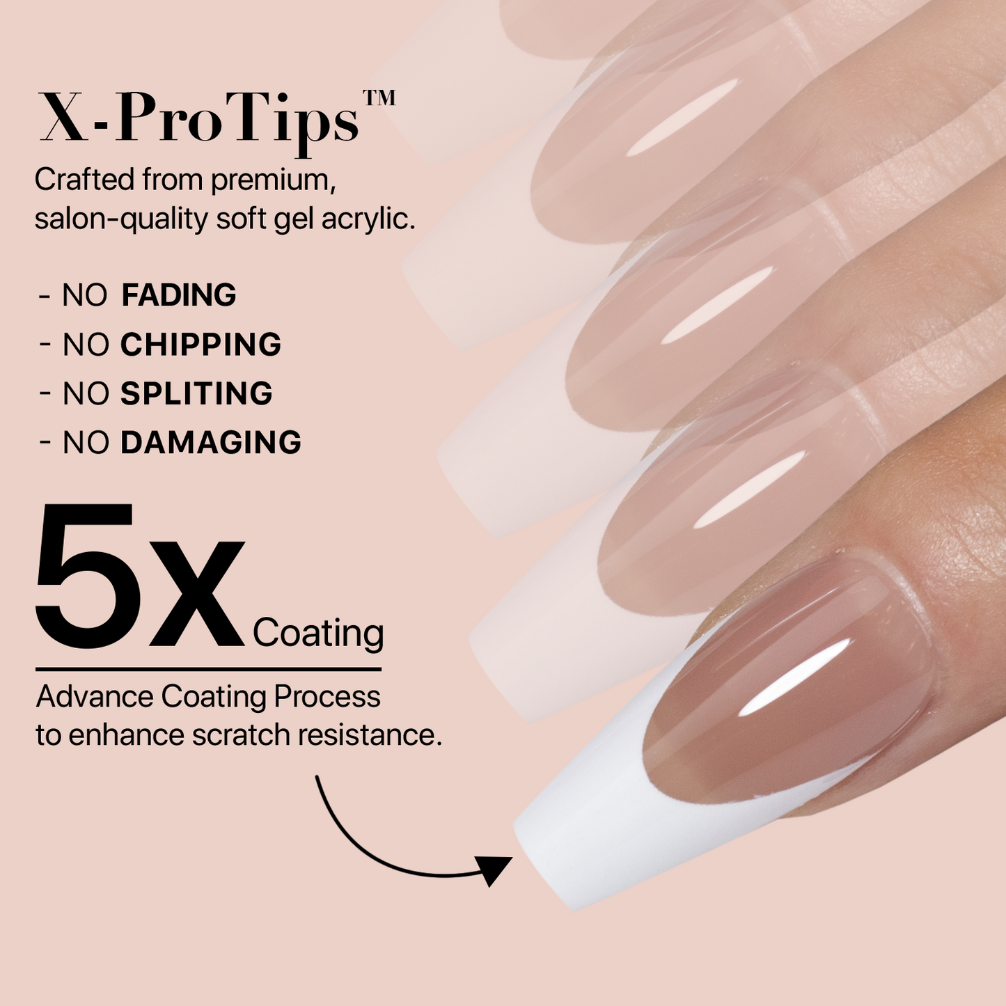 SXC Cosmetics French Tip Press On Nails Brown Series, XS Square X-Pro Tips Starter Kit