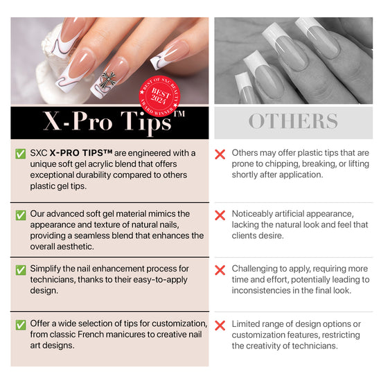 SXC Cosmetics X-Pro Tips Press on Nails, Brown Medium Almond French Tips, 150 Pieces in 15 Sizes Ultra Fit Acrylic Soft Gel System