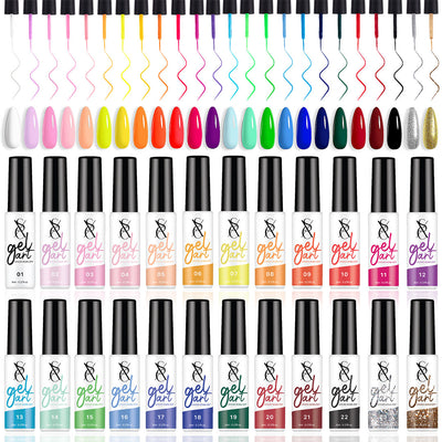 SXC Cosmetics 24 Colors Gel Liner Nail Polish - Nail Art Pro Series