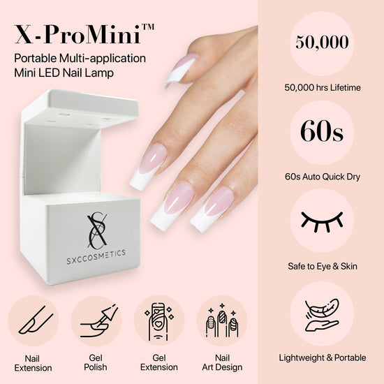 SXC Cosmetics French Tip Press On Nails Pink Series, Medium Almond X-Pro Tips Starter Kit