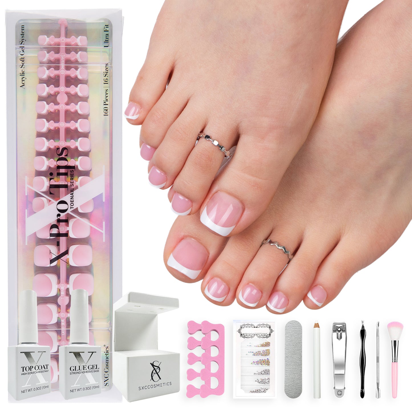 X-Pro Tips Press on Toenails Pink Series