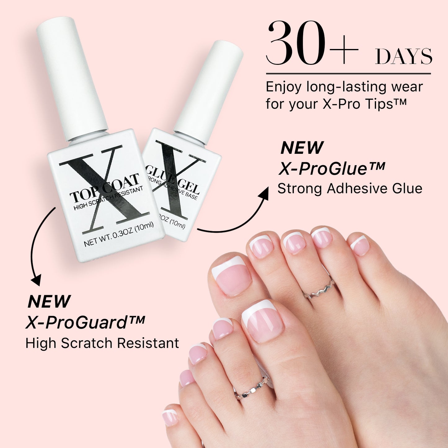 X-Pro Tips Press on Toenails Pink Series