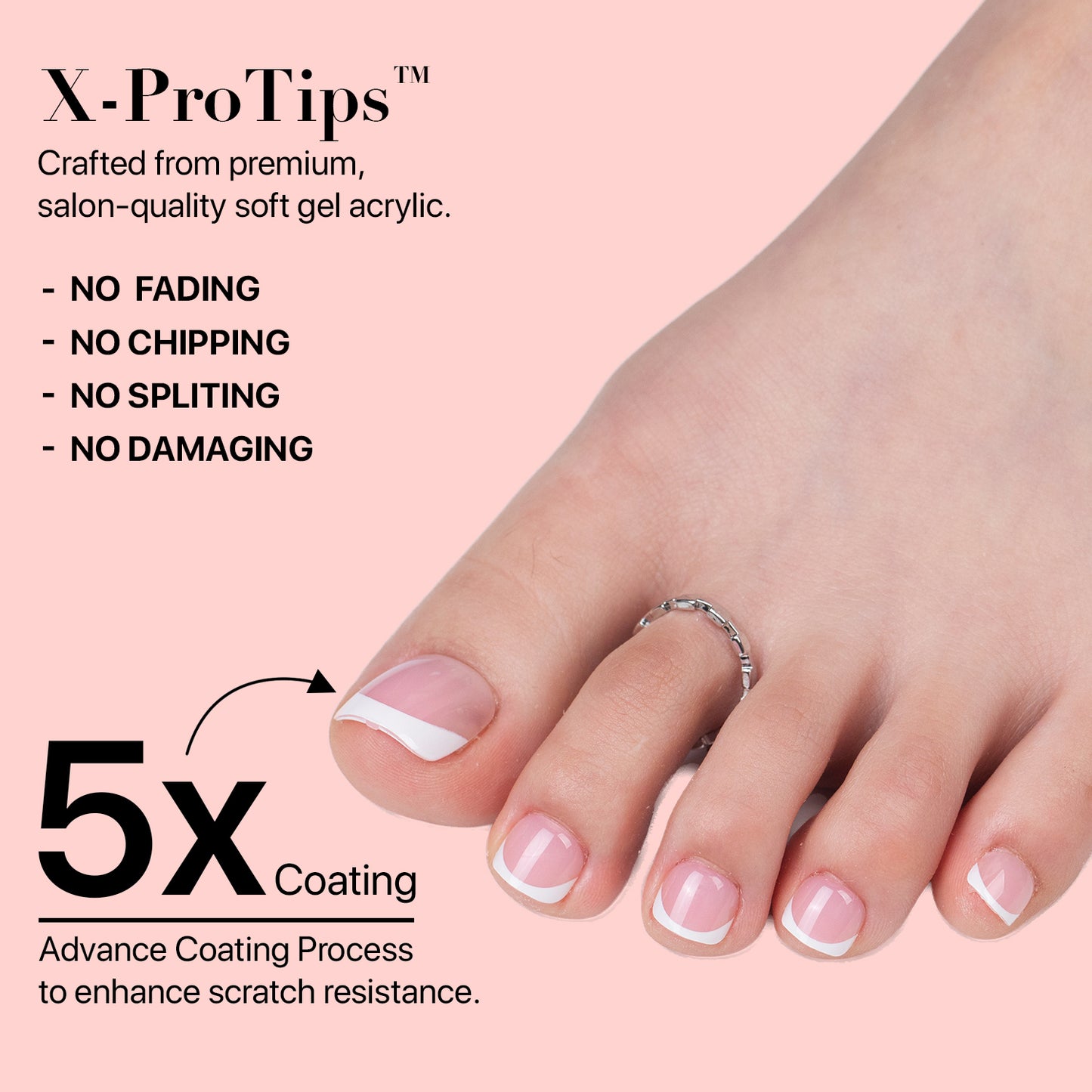 X-Pro Tips Press on Toenails Pink Series