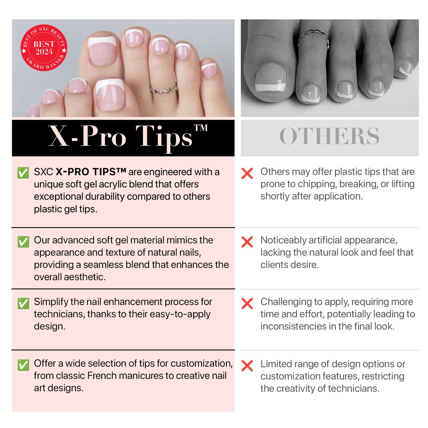 X-Pro Tips Press on Toenails Pink Series
