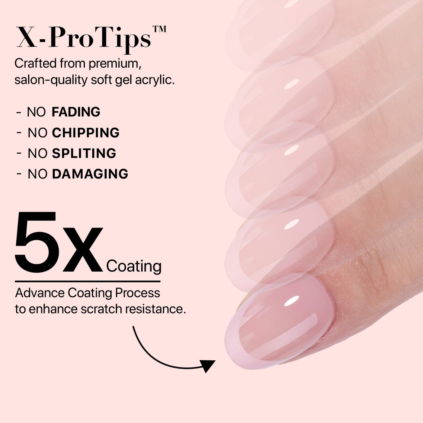 SXC Cosmetics French Tip Press On Nails, Skin Tone Series, XS Almond, X-Pro Tips Starter Kit