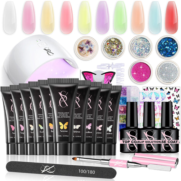 SXC Cosmetics Poly Extension Gel Nail Kit - Butterfly Series