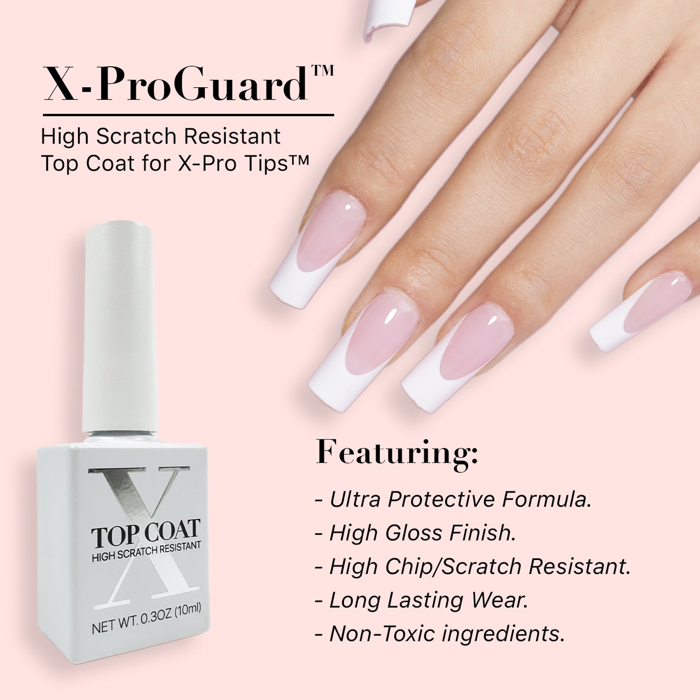 SXC Cosmetics X-Pro Tips Glue Gel Top Coat Duo Set - Precision Crafted for Impeccable French Acrylic Nails